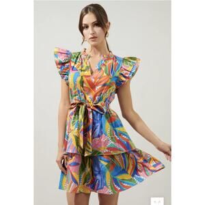 SUGARLIPS New Guinea Fairness Poplin Surplice Mini Dress Size Medium